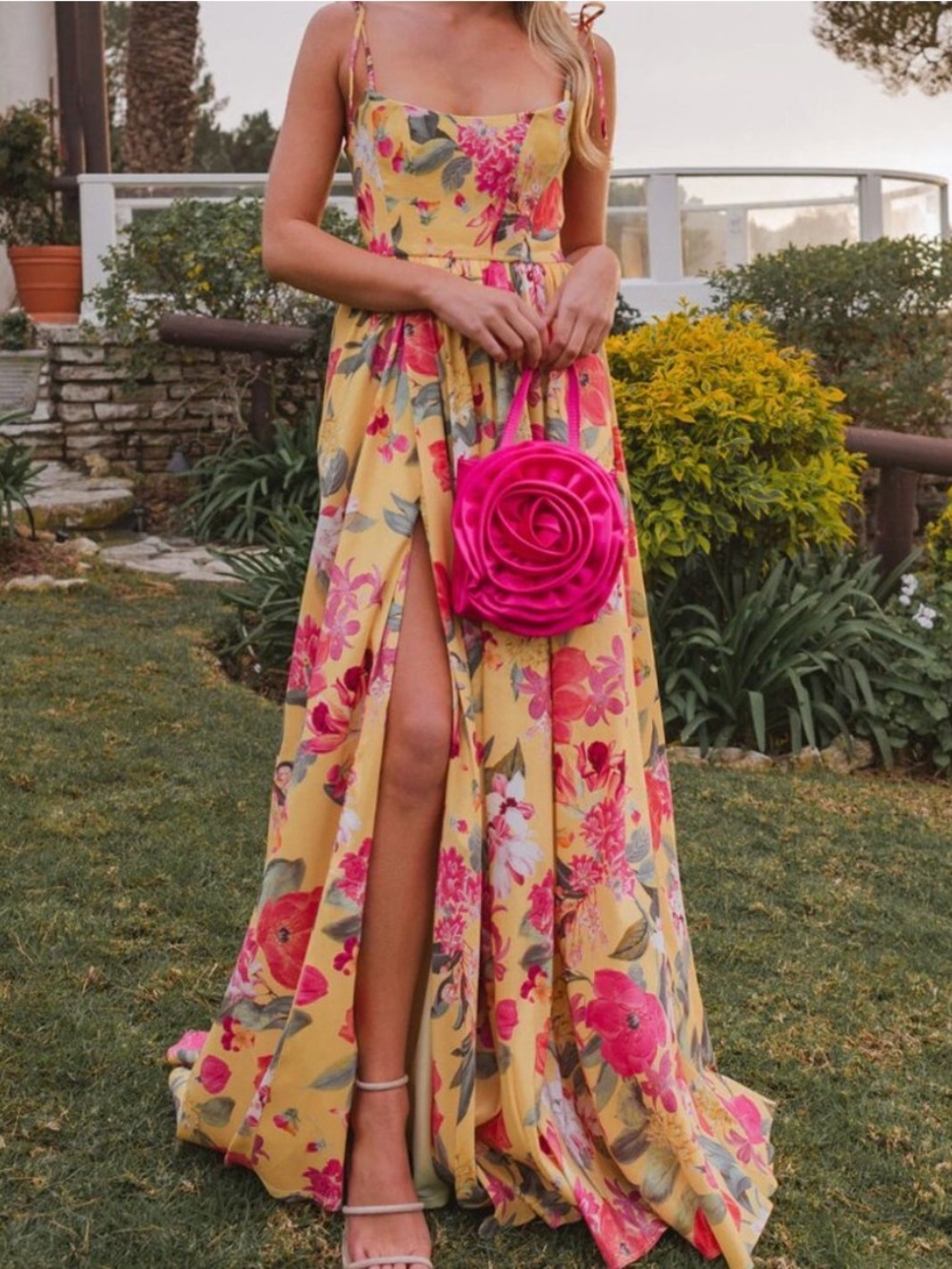 Show Me Your MuMu Yellow Juliet Maxi Dress NWT Size Medium Mimosa Floral Taffeta